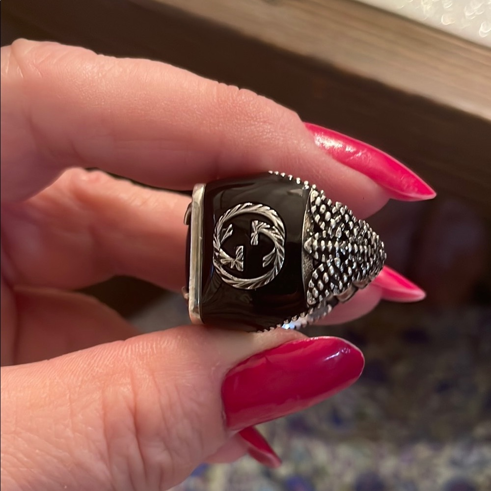 GUCCI emerald Green Silver Ring-161 - Picture 5 of 16
